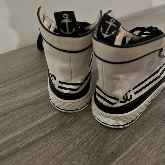 Chanel Fabric High Top Sneakers Sz 37 Authentic - Picture 3 of 9